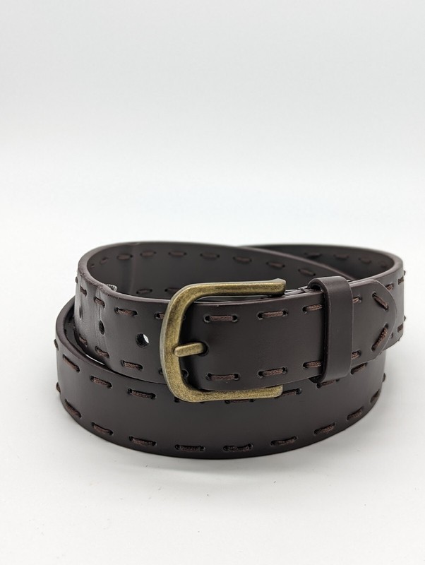 Brown Genuine Bonded Leather Belt Top Stitch Size 36