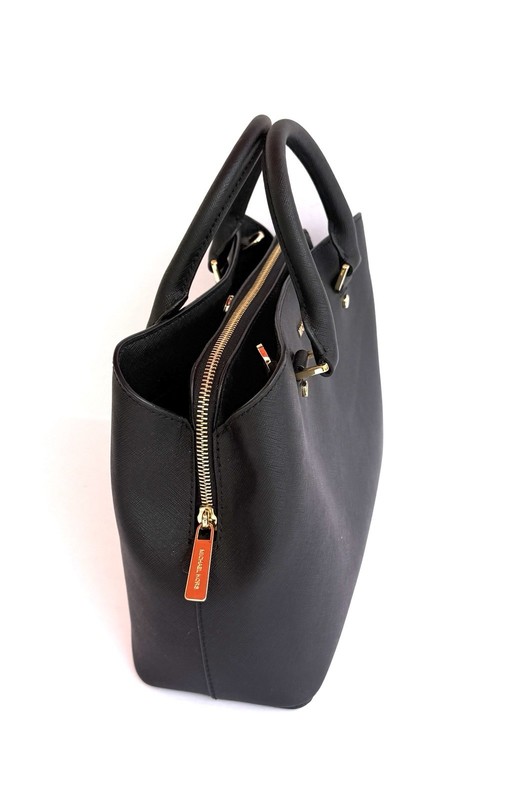 Michael Kors Susannah Black Saffiano Leather Top Handle Medium Handbag gallery
