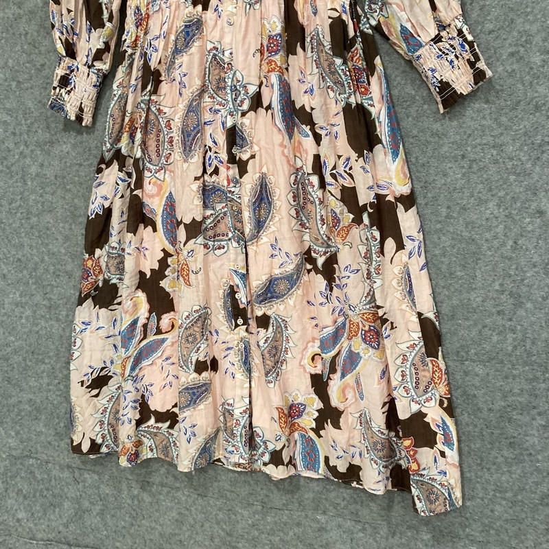Sunny Girl Dress Womens 12 Multicolour Paisley Maxi Long Sleeve V Neck 45410 gallery