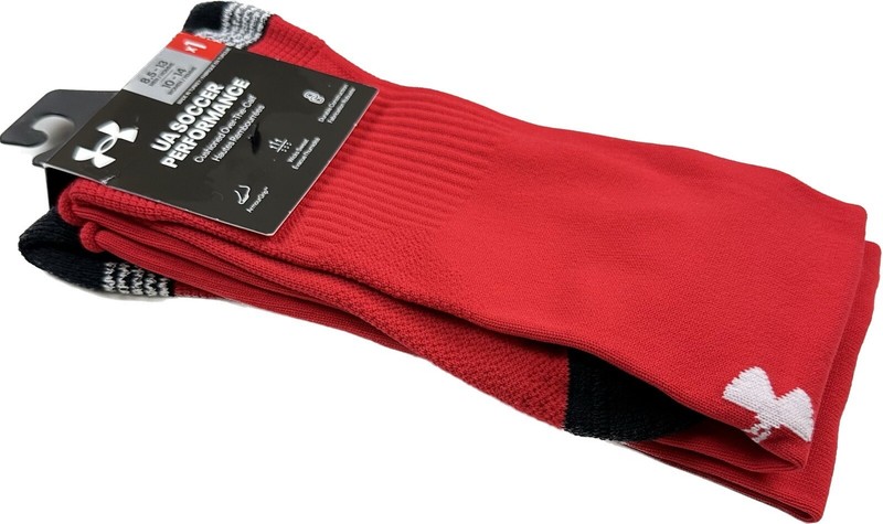 Under Armour Adult Red OTC Nylon Cushion UA Soccer Performance Socks Sz L 8.5-13