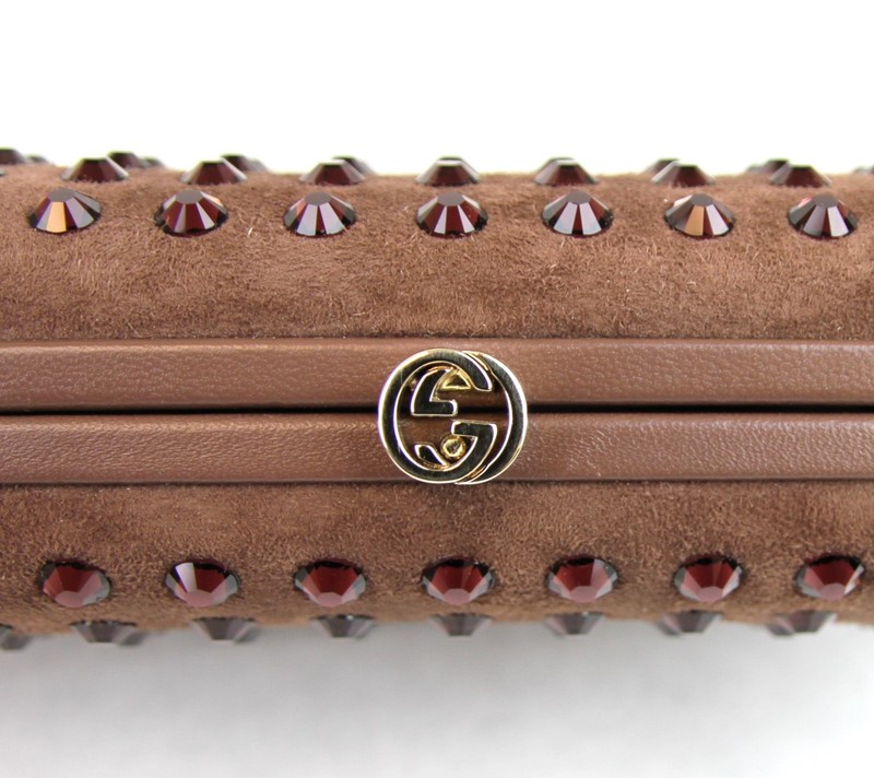 $1950 New Gucci Broadway Suede Evening Bag Clutch Crystal Brown 310005 5471 d3 gallery