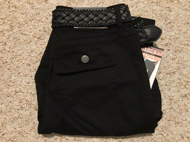 One 5 One Women's Braided Belt Crop Pants Black Size 6 gallery