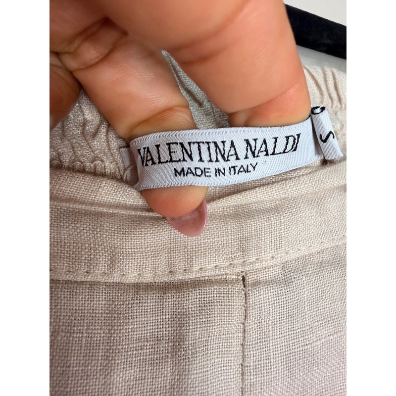#5 VALENTINA NALDI Sz. Small Beige 100% Linen Made in Italy skirt w: 27" - 29" gallery