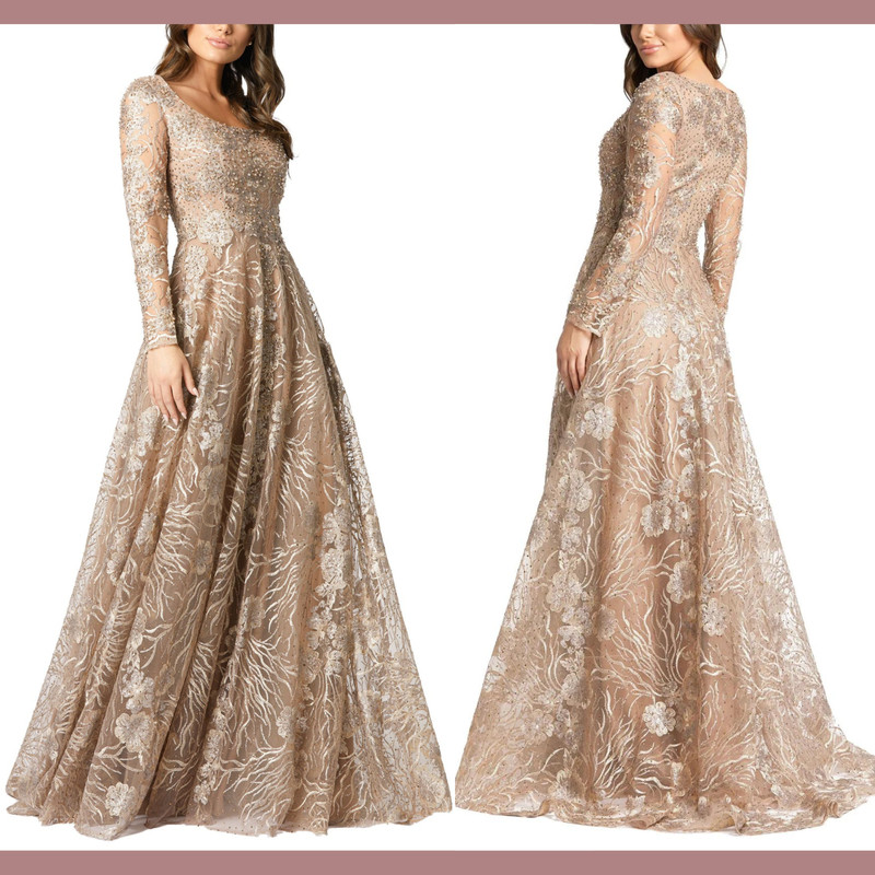 NWT $798 Mac Duggal [ 10 ] Jewel Encrusted Square Neck Ball Gown Vintage #G1799