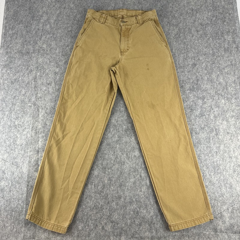L.L. Bean Pants Mens 30×32 Tan 100% Cotton Duck Canvas Utility Workwear STAINS