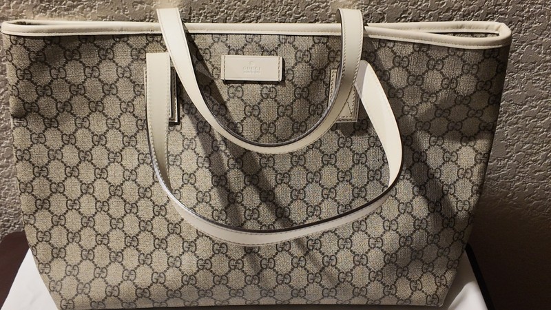 Gucci GG Supreme Tote Bag Beige Ivory Monogram Canvas Shoulder Bag gallery