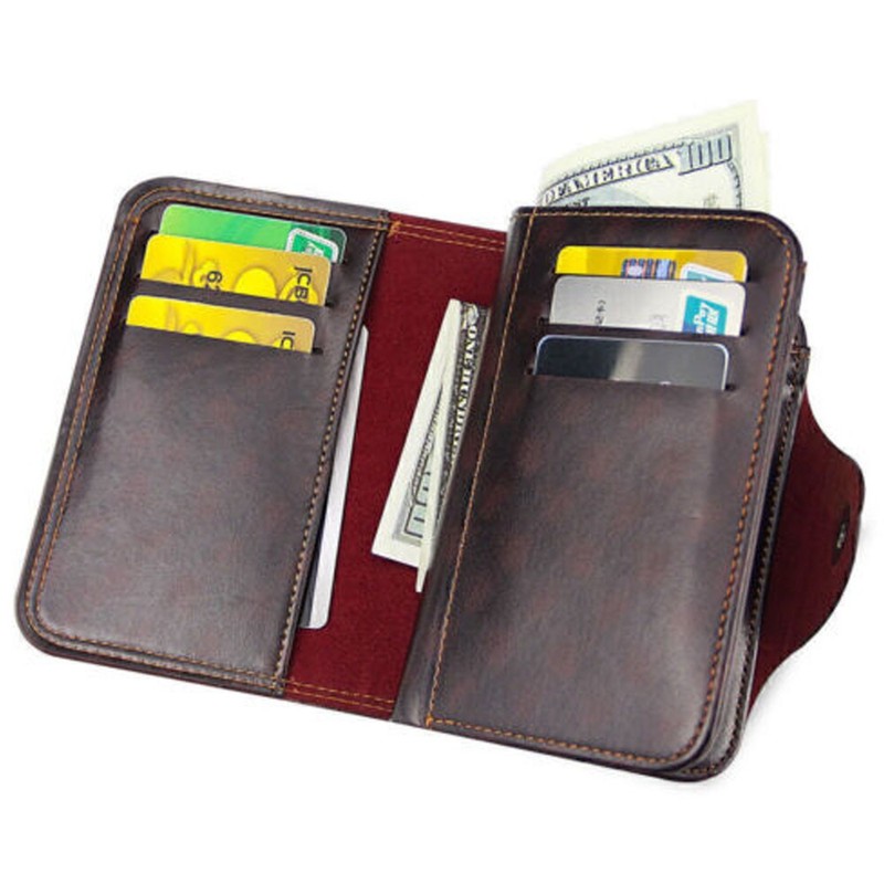Credit Card Holder Wallet With Hasp Men's S4 Retro Leather Vertical Section US gallery