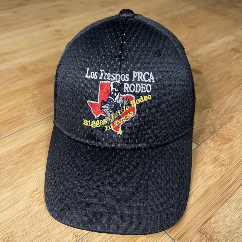 Los Fresnos PRCA Rodeo Hat Adjustable Black Mesh Bull Biggest Little Texas CLEAN
