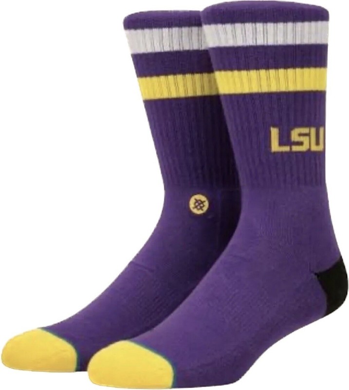 Stance Adult Purple Crew Cotton NCAA Louisiana State University Socks Sz M 6-8.5