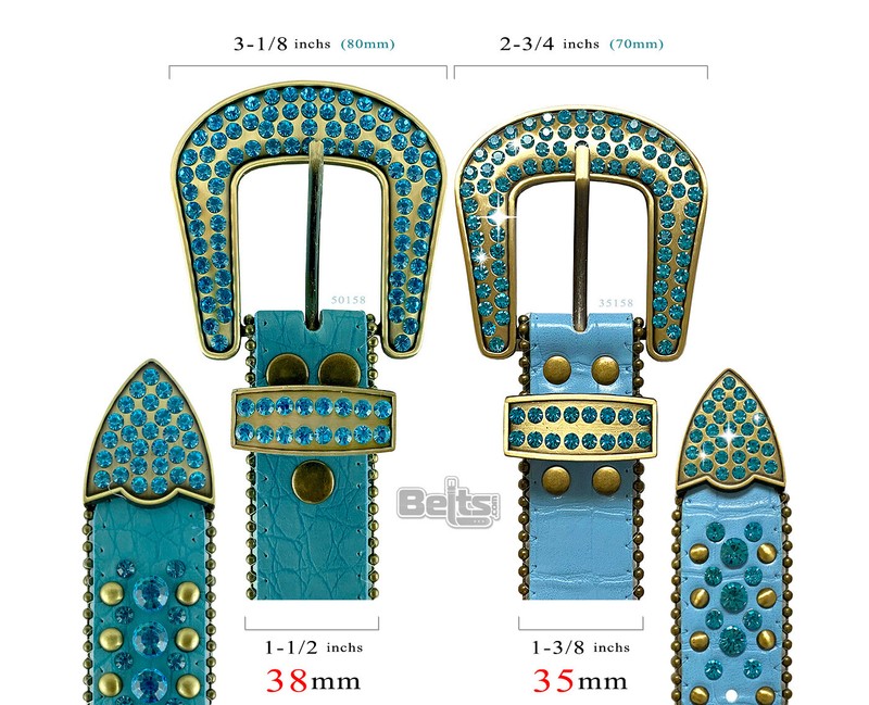 35158 Rhinestone Belts Western Bling Crystal Studded Leather Belt 1-3/8" wide gallery