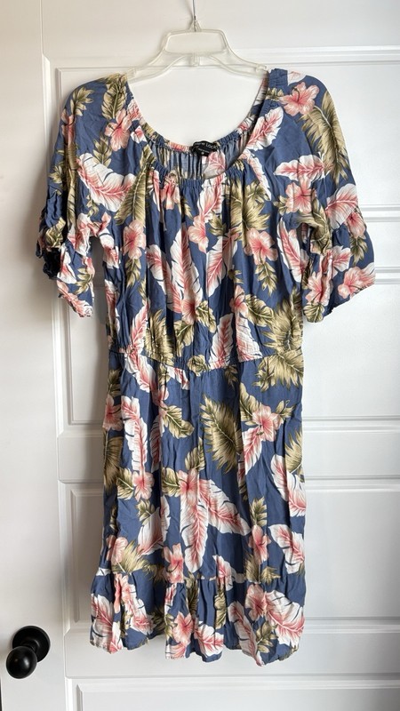 Women’s New Look Tropical Hibiscus Dress Summer Vacation Size 1X EUC