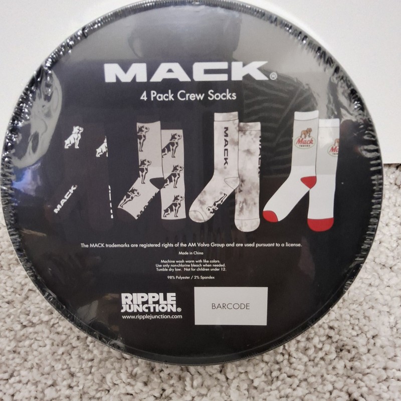 Mack 4-Pack Men's Logo Crew Socks w/Collectors Tin by Ripple Junction gallery