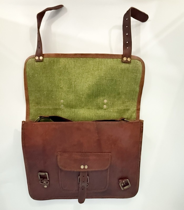 Vtg Messenger Bag Brown Buckle Closure Leather Laptop Executive Briefcase Office gallery