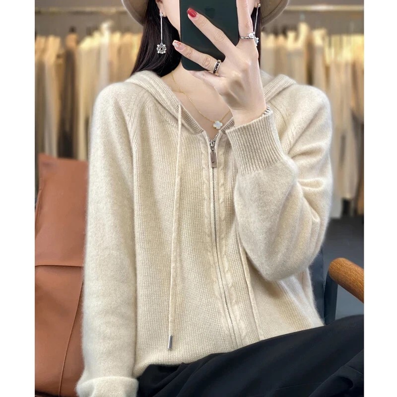 New 100% Cashmere Sweater Women's Hooded Cardigan Casual Coat ✅ -2026 gallery