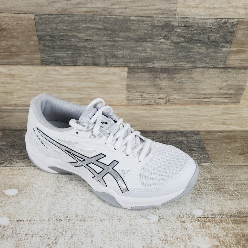 ASICS Gel-Rocket 11 Womens Shoes Sz 5 White Pure Silver Mesh Lace Up Sneakers