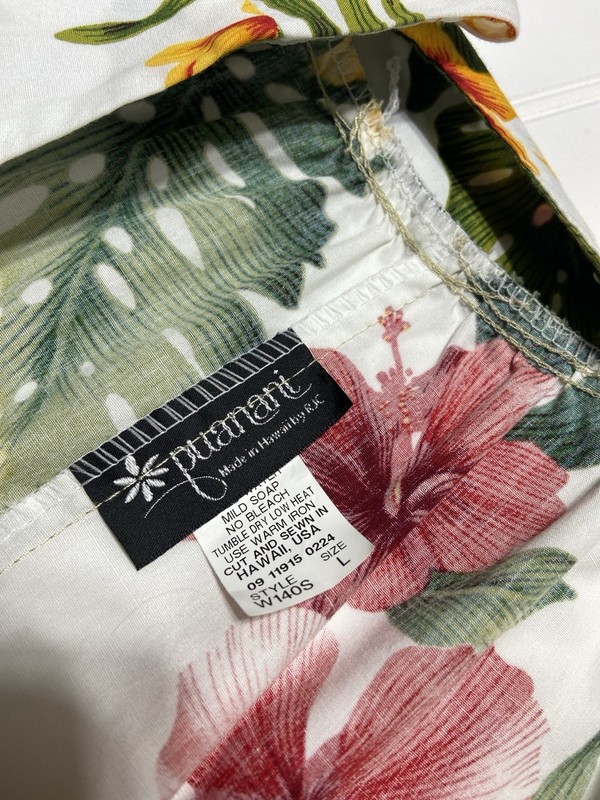Puanani RJC Hawaiian 100% Cotton Muumuu Midi Dress L Made In USA Hibiscus gallery