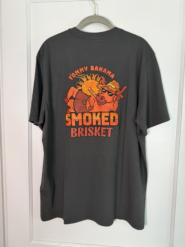 Tommy Bahama Smoked Brisket Pocket Tee Mens Medium Coal BBQ Graphic T-Shirt NWT gallery