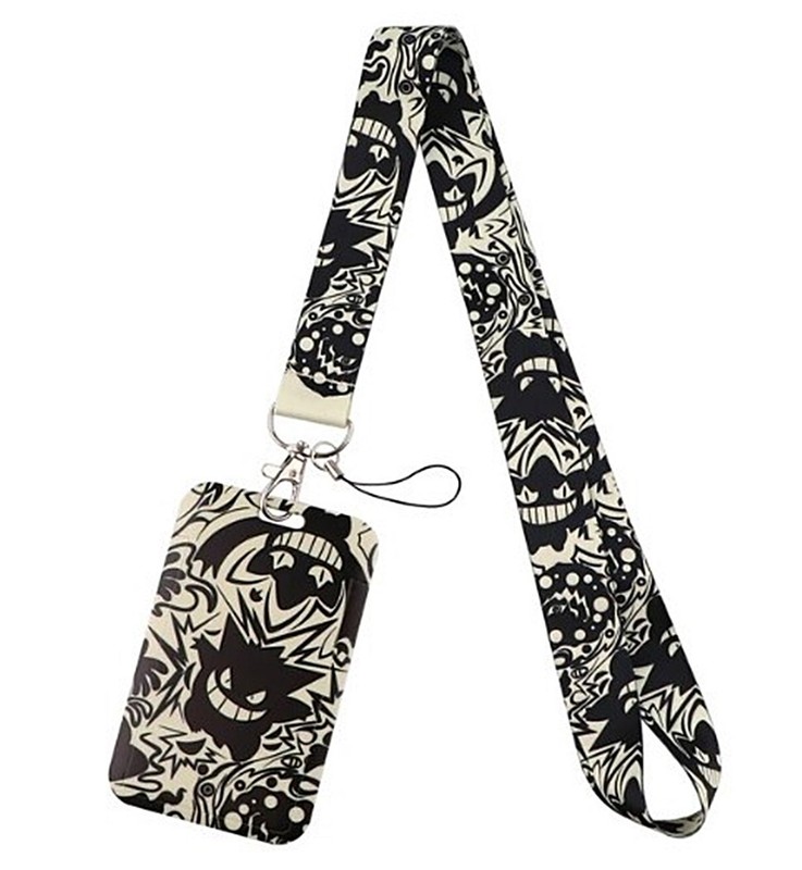 Gengar Black and White Lanyard w/ ID Holder Keychain
