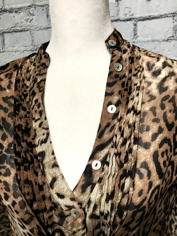 Seductions, Women S/P, Brown Leopard Cheetah Sheer Chiffon See-Through Blouse gallery