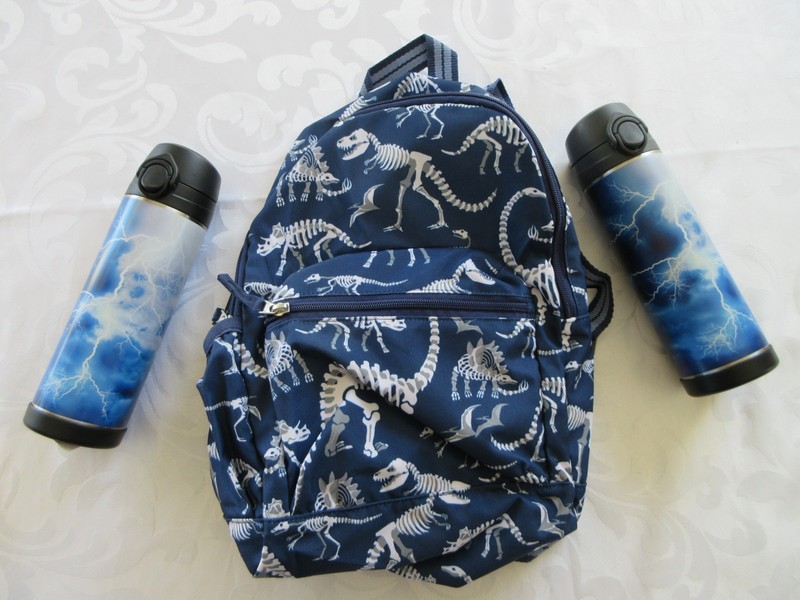 Pottery Barn Kids PACKAWAY BACKPACK THERMOS LOT-3, Mackenzie GLOW DARK Dinosaur