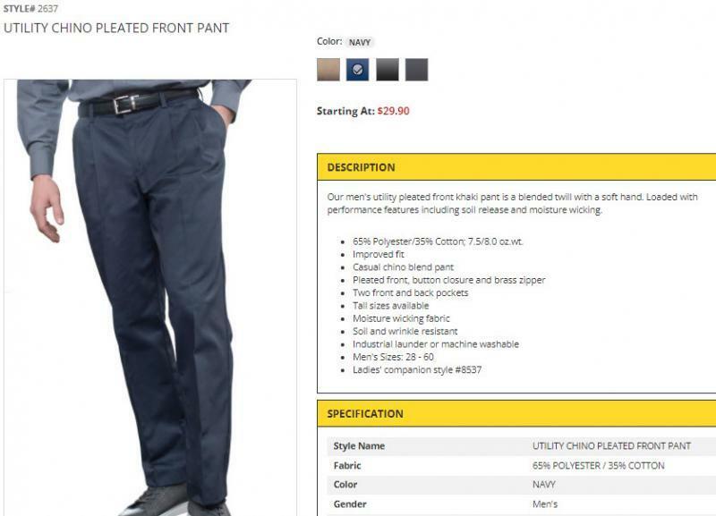 Edwards Men's Style 2677 Black Utility Pleated Front Chino Pants Size 32 32 gallery