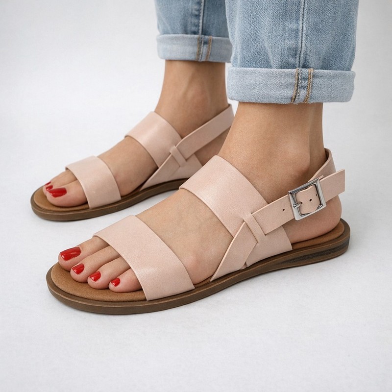 NEW Journee Collection Womens Lavine Slingback Strap Flat Sandals Blush Size 8M