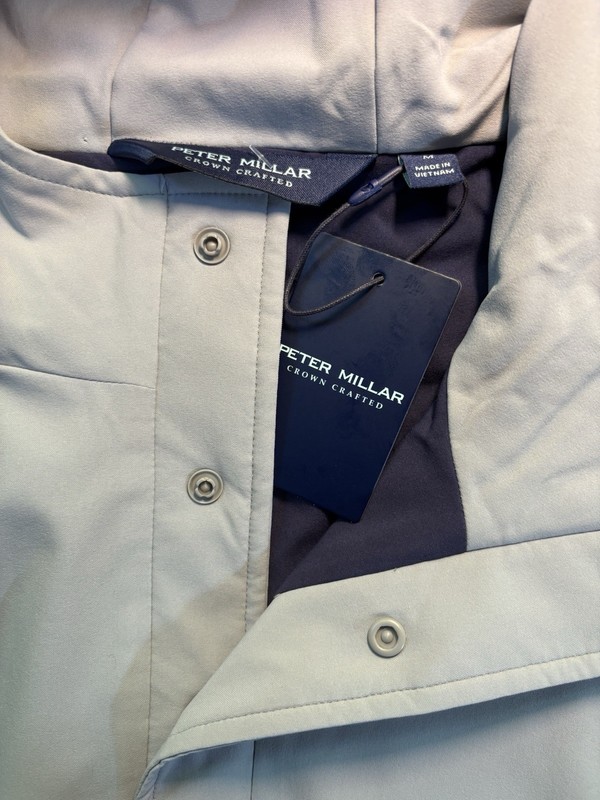 Peter Millar M Medium Jacket Approach Insulated Half Snap Hoodie Gale Grey $250 gallery