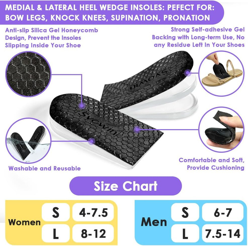 3 Layers Adjustable Supination Overpronation Insoles, Anti-Slip Medial Lateral H gallery
