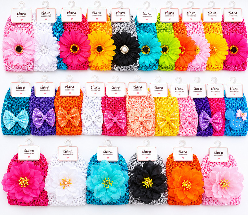 10 pc Baby Girl Chiffon Flower Hats Infant Turban Crochet Newborn Knit 0-12M Lot gallery