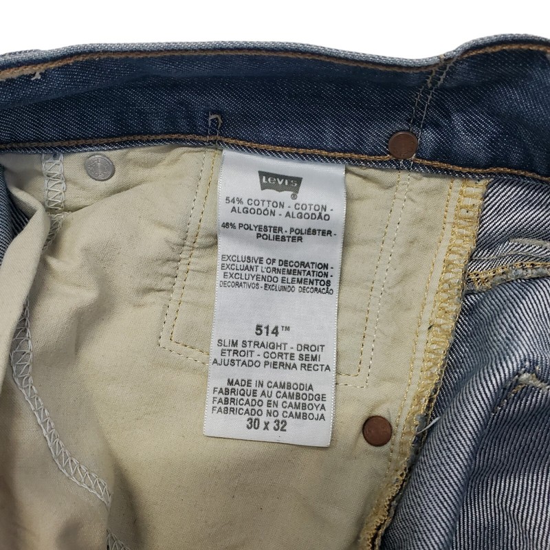 LEVI'S 514 Jeans Mens 30X32 Blue Slim Straight Flap Button Pockets Casual Denim gallery