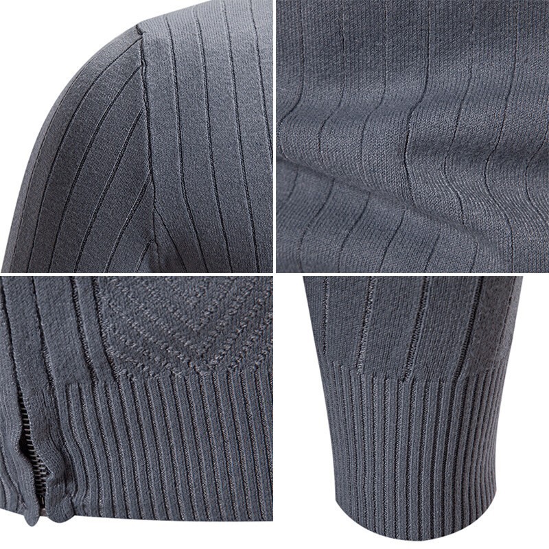 Men new stand up collar knitted sweater cardigan zipper base sweater Tops【MLXL】 gallery