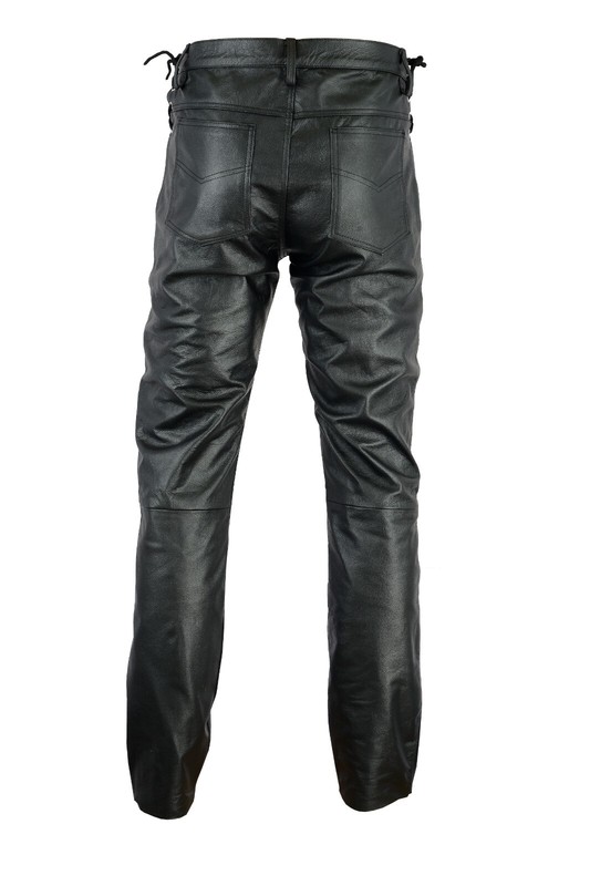 Length 28-36 Waist 30-44 Adjustable Waist Laces Pants Men's Genuine Leather Pant gallery