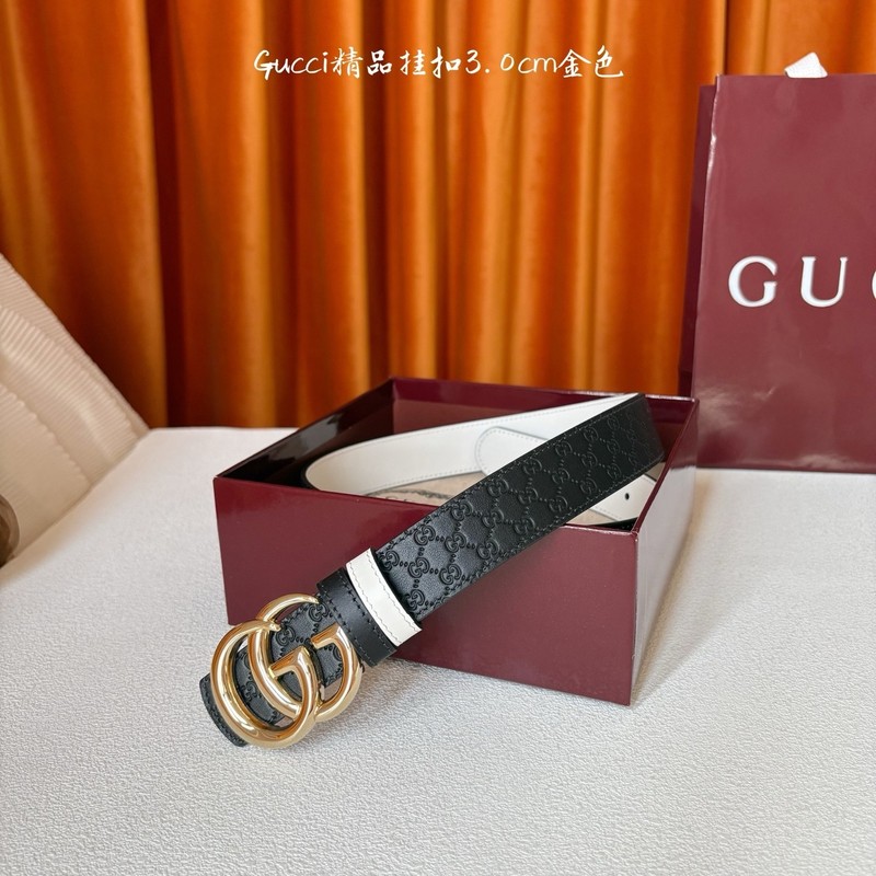 Gucci Double G Marmont Belt – Black Guccissima Leather – 3.0cm Gold Buckle
