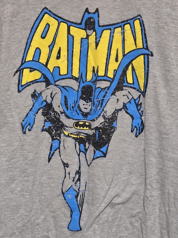 DC Comics Batman Retro Style Wash Silver T-Shirt Size Large gallery