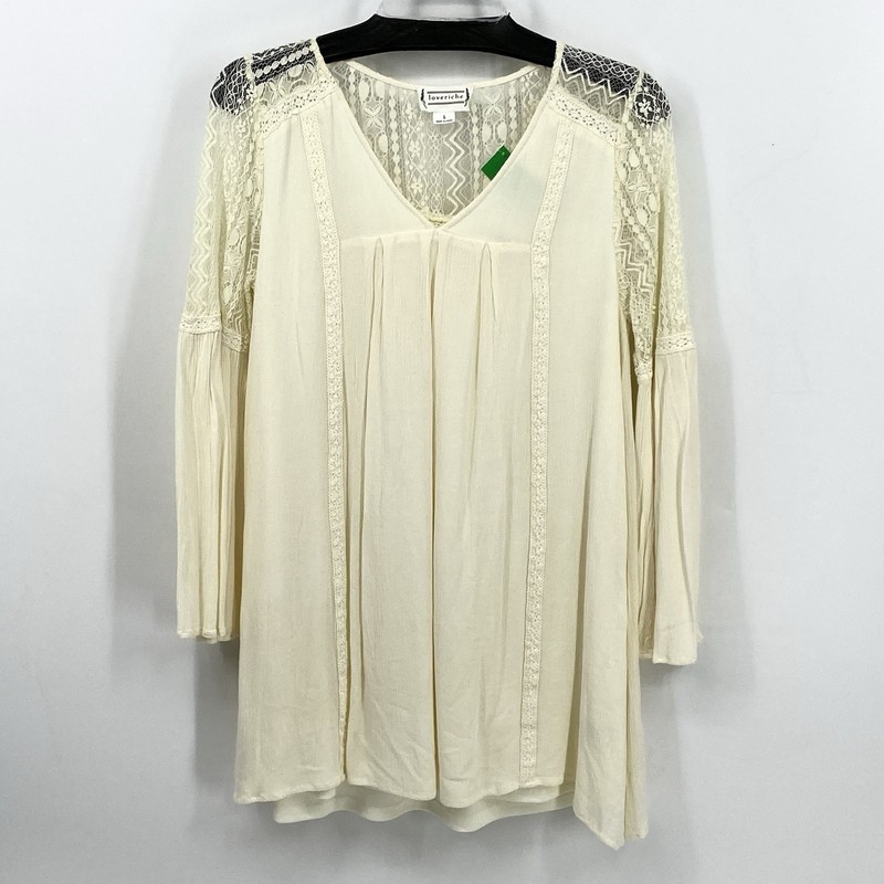 Loveriche Blouse Top Womens Creme Cottagecore Size Small Lace
