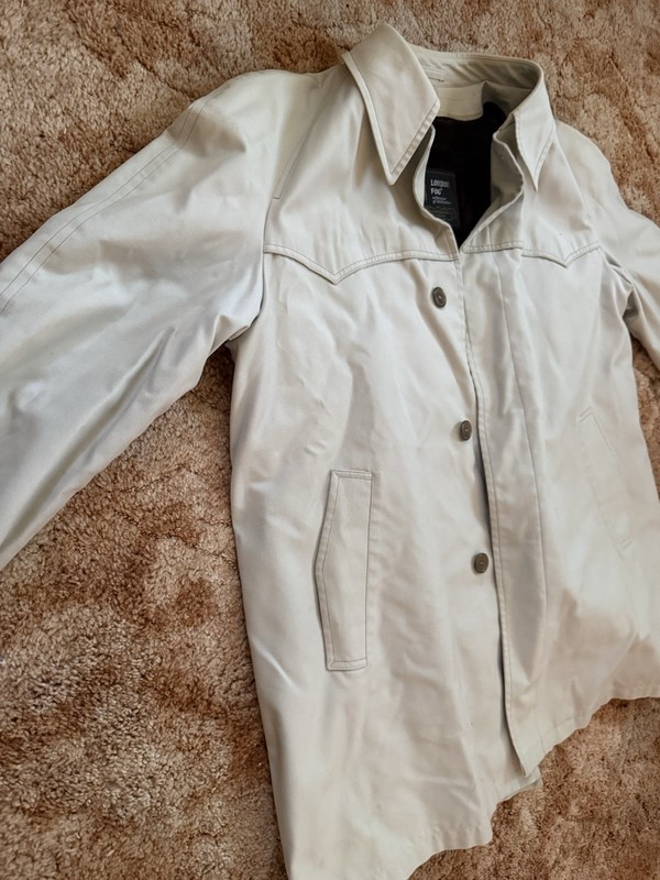 London Fog Men’s Beige Trench Coat Solid Button Front Point Collar Pockets 42 gallery