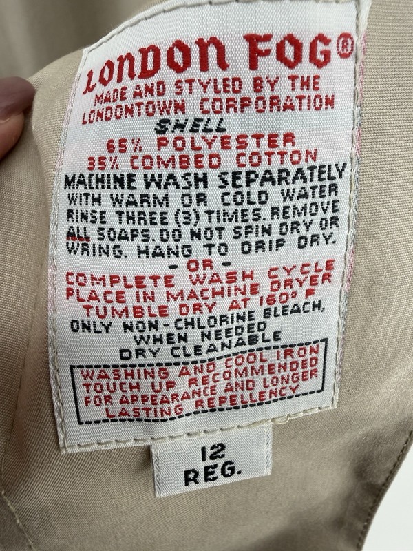 VTG 80s LONDON FOG Maincoats Womens Sz 12 Reg Trench Coat Removable Liner gallery