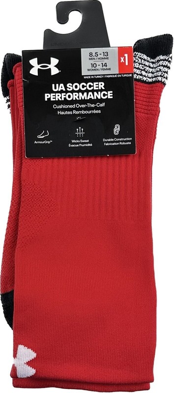 Under Armour Adult Red OTC Nylon Cushion UA Soccer Performance Socks Sz L 8.5-13 gallery