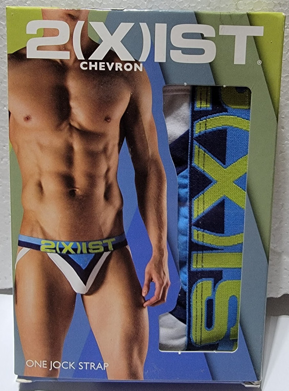 2(X)IST CHEVRON JOCK STRAP, WHITE, MEDIUM, 90% COTTON/10% SPANDEX, FOR MEN, NEW!