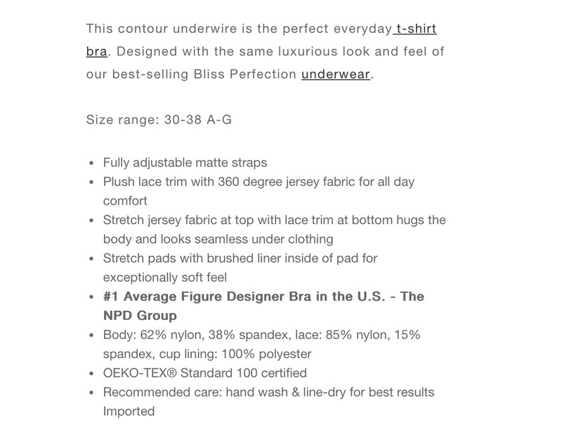 Natori 34G Bliss Perfection T-Shirt Bra 721154 NWOT Cafe gallery