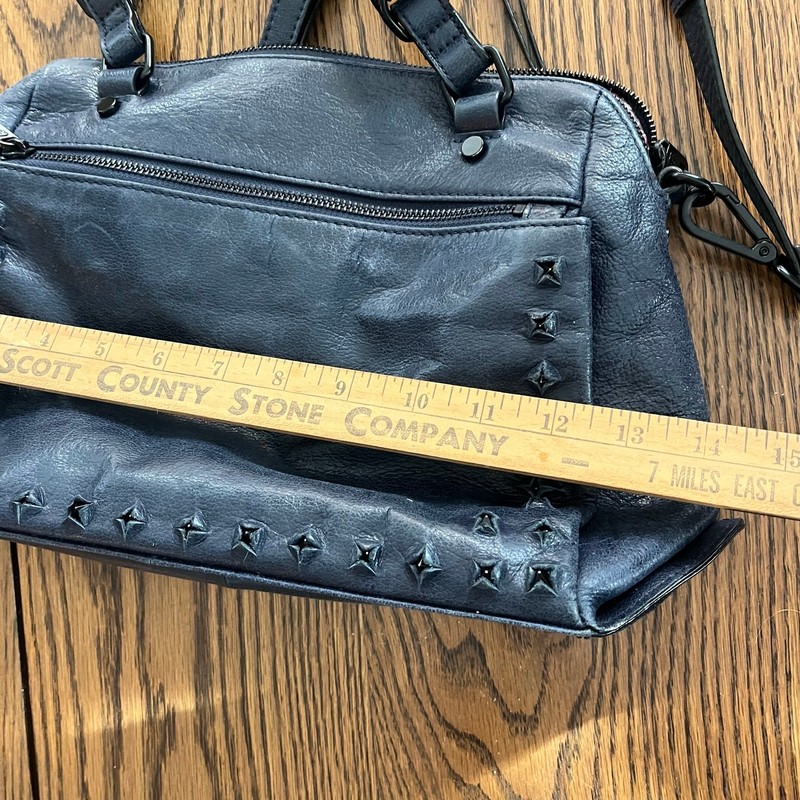 Elliott Lucca Handbag Olvera Navy Blue Leather Pyramid Sud Bag Satchel gallery