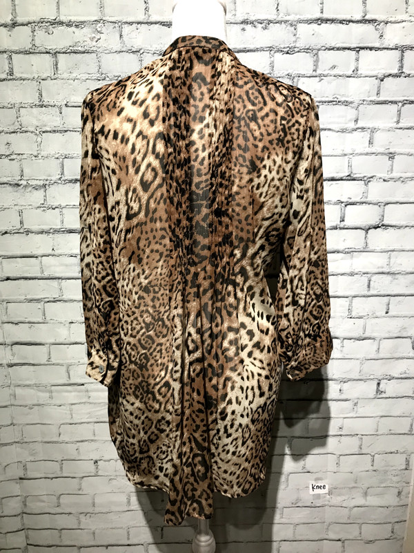 Seductions, Women S/P, Brown Leopard Cheetah Sheer Chiffon See-Through Blouse gallery