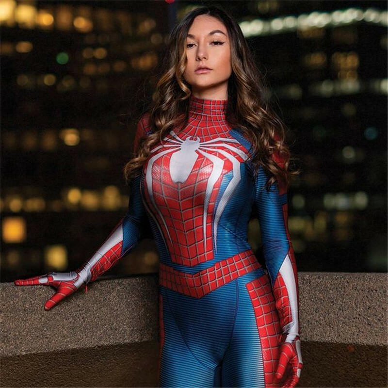 Spider-Man PS4 Women Costume Cosplay Jumpsuit Halloween Bodysuit