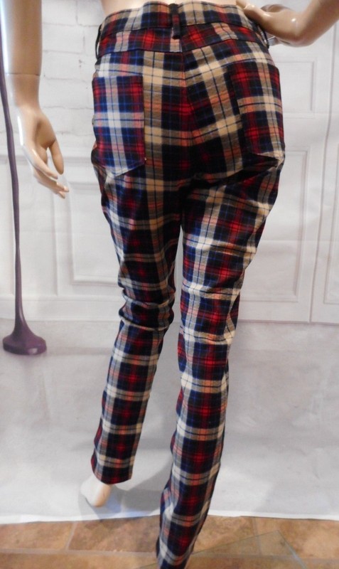 NWT Sunny Girl Slow and Edgy Wins the Race Plaid Pants Sz XL L M Read measure gallery