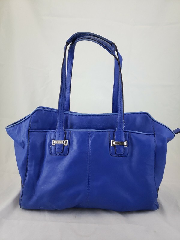 Coach Taylor Leather Alexis HTF Blue Carryall Tote Satchel Bag Purse F25205 gallery
