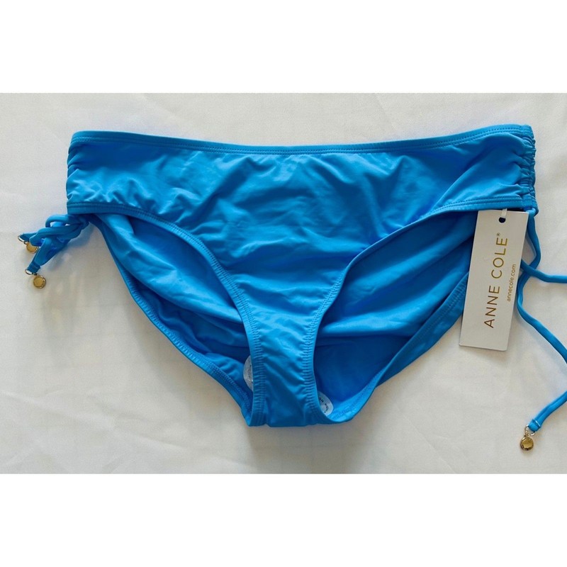 Anne Cole RET $44 Side Cinched Blue ABLU Artic Blue Bikini Swim Bottoms Size XL gallery