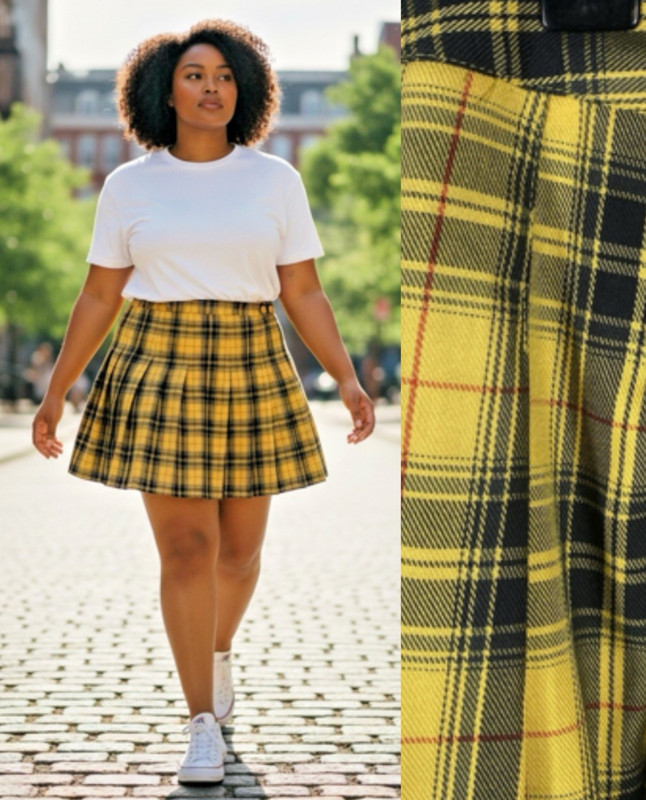 Forever 21+ Skirt Mini Yellow Black Plaid Tartan Clueless Y2K Schoolgirl Size 2X