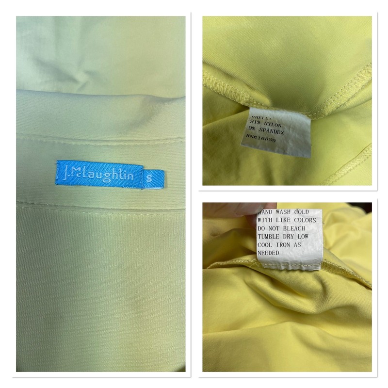 J McLaughlin Womens Yellow Roll Tab Sleeve Button Up Blouse Catalina Cloth S gallery