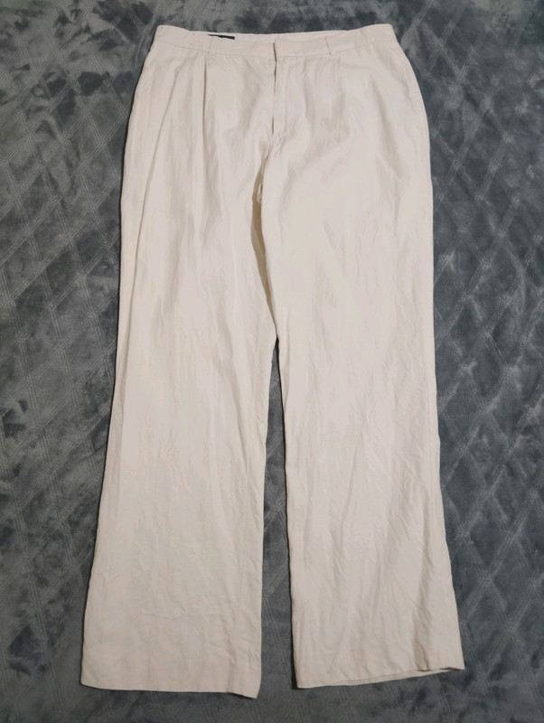 Polo Ralph Lauren Pleated Khaki Dress Pants Beige Silk Linen Cotton 34×32