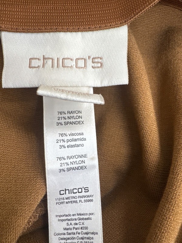 Chicos 2.5 Womens Camel Brown ponte knit Pants Size 14 pockets elastic waist gallery
